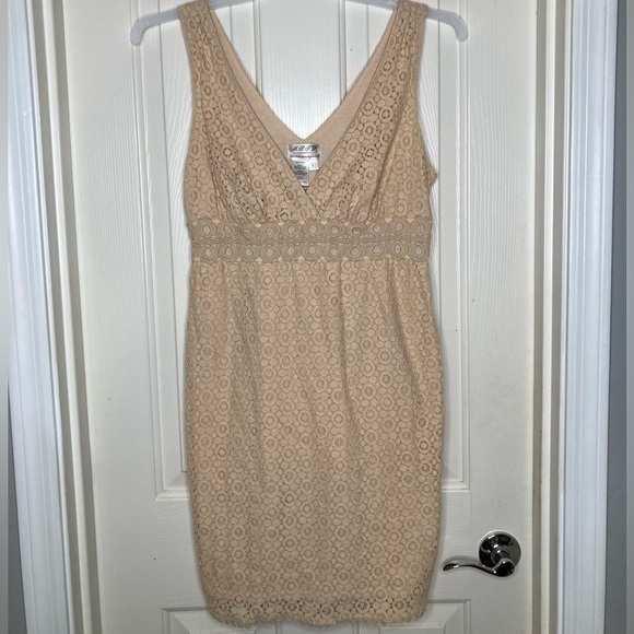 MSSP Max Studio women's beige crochet sleeveless dress Sz L - Picture 2 of 6